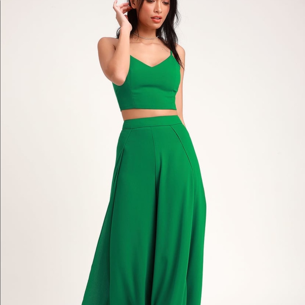 Out Tonight Green Teo-piece jumó suit